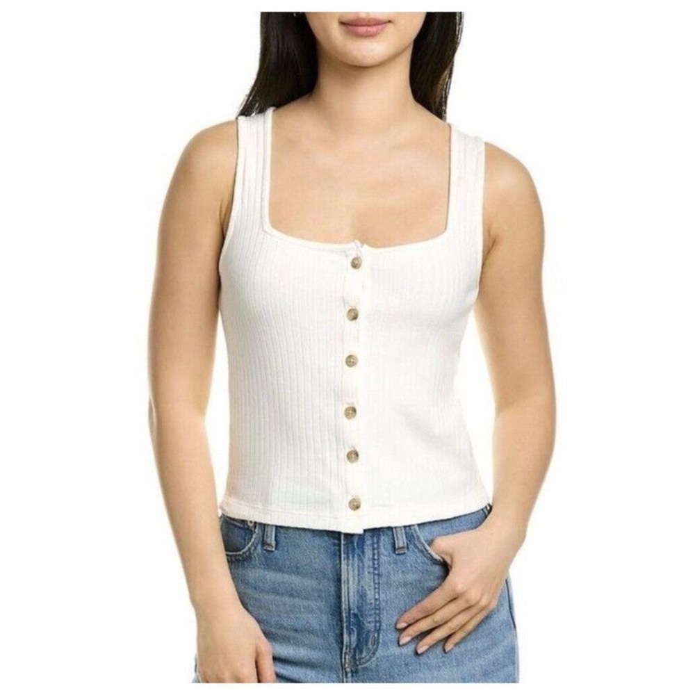 Madewell Cream Fitted Buttoned Tank Top